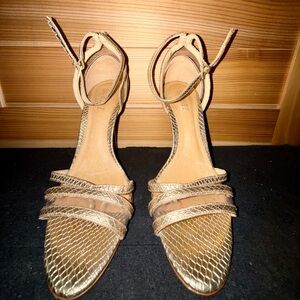 SCHUTZ Gold Metallic Strappy Heels     Size 8.5